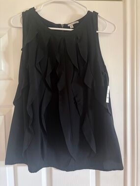 Halogen Black Chiffon Ruffle Sleeveless Camisole